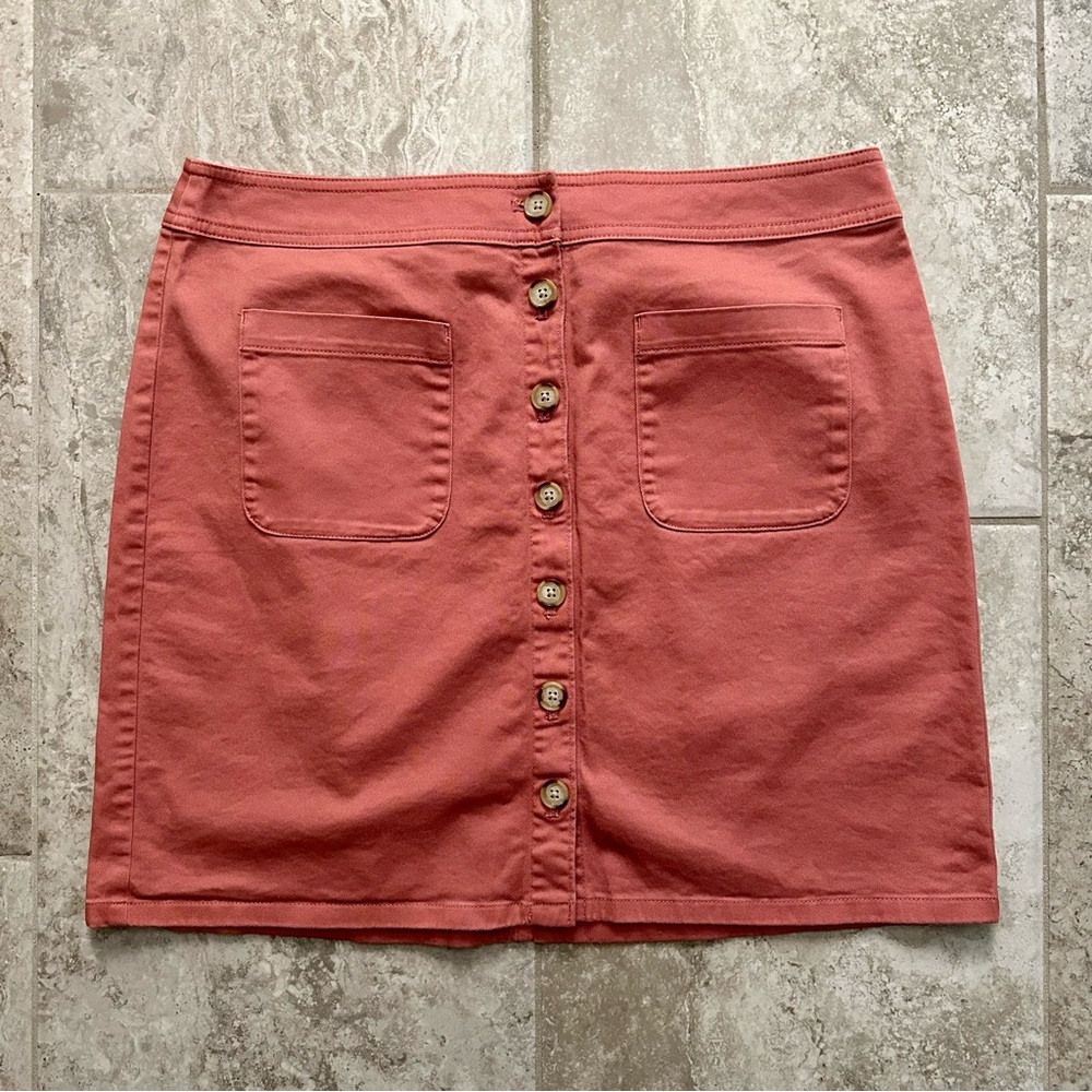 LOFT Button-Front Mini Skirt